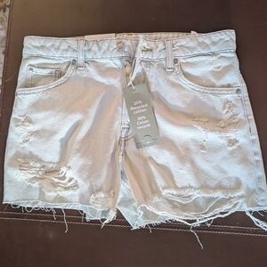 H&M Light Blue Distressed Denim Cutoff Shorts